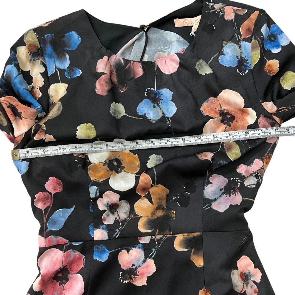 Anthropologie Hutch Shea Floral Mini Dress Black 6 Long Sleeve Ruffle Romantic - Picture 14 of 16